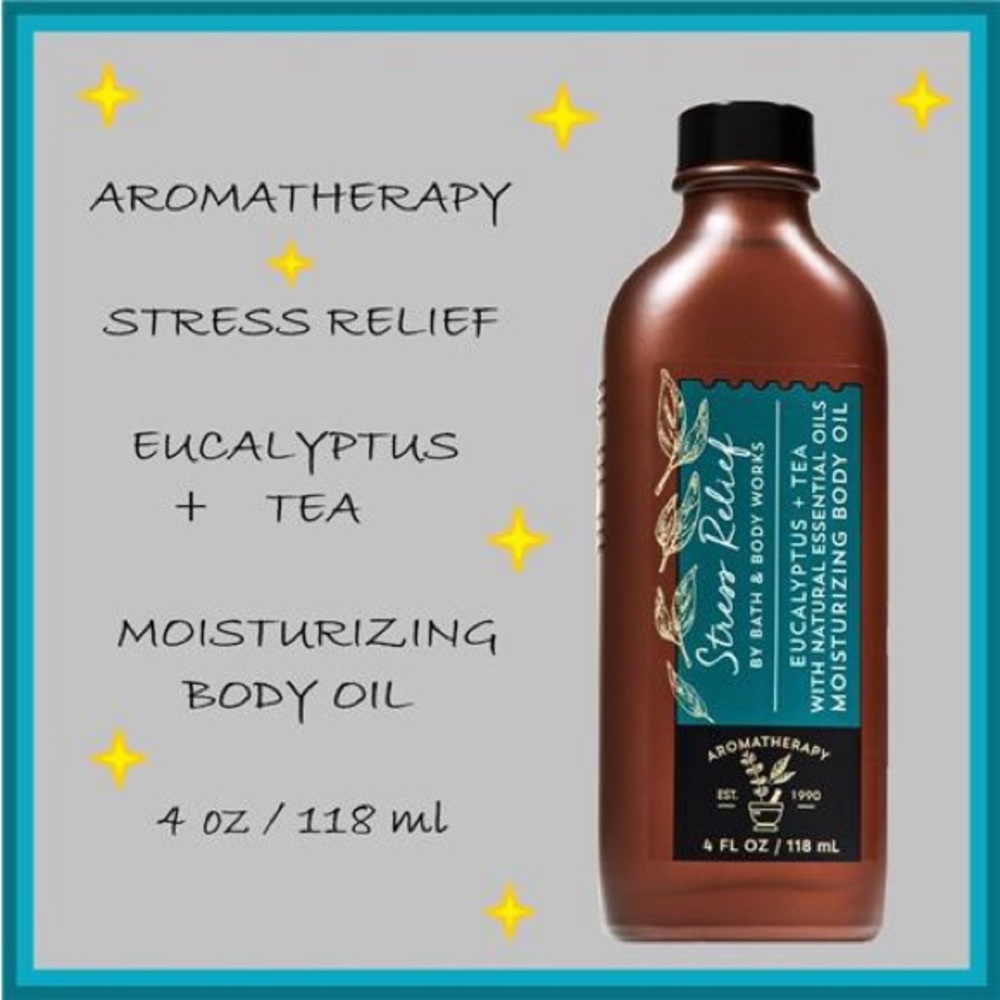 NWT B&BW Aromatherapy Stress Relief EUCALYPTUS TEA Moisturizing Body Oil🍃🧖‍♀️